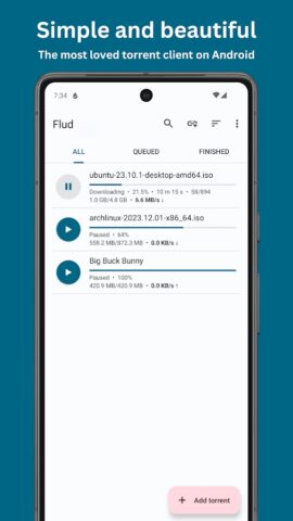 Android 版 Flud – Torrent Downloader