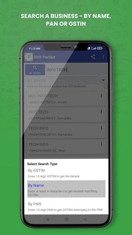 GSTIN Search : IRIS Peridot pour Android