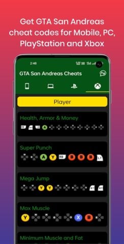 Game cheats สำหรับ Android