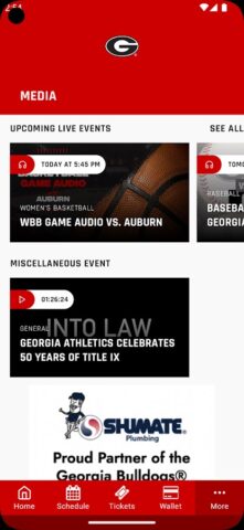 Georgia Bulldogs Gameday LIVE สำหรับ Android