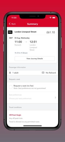 iOS 用 Greater Anglia Tickets & Times