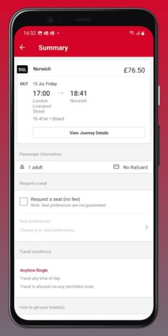 Greater Anglia Train Tickets สำหรับ Android