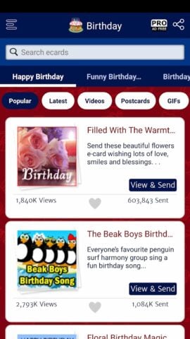 Ecards: Desejos de Aniversário para Android