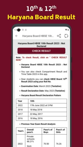 Haryana Board Result 2023 HBSE per Android