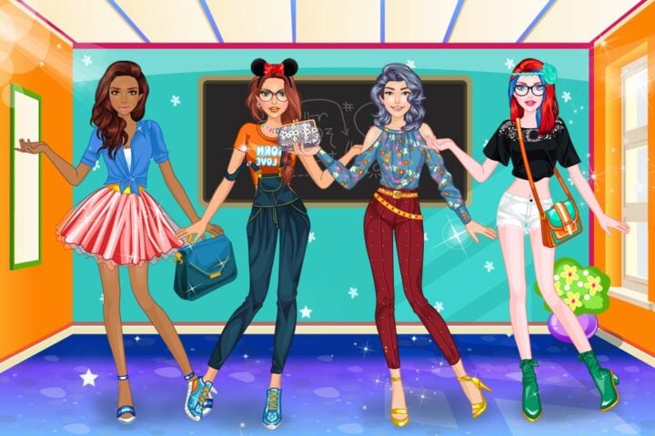 Android용 고등학교 옷입히기 여자 게임: 패션 옷과 헤어스타일