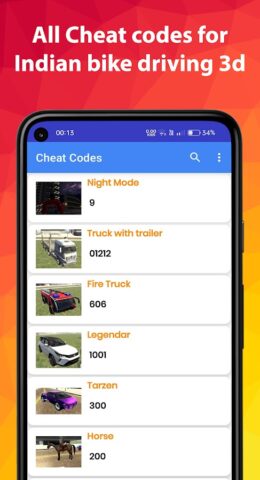 Indian bike driving cheat code for Android
