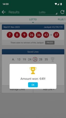 Irish Lotto & Euromillions per Android
