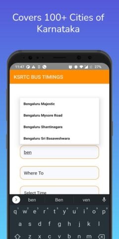 Android 用 KSRTC  Bus Timings