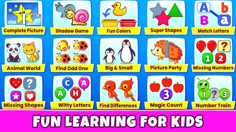 Android 用 子供ゲーム幼児向け: 学び 色、数字、数学、パズル