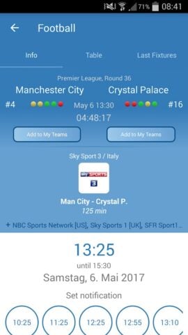 Guía de TV de deportes en vivo para Android