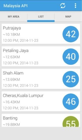 Malaysia Air Pollution Index para Android