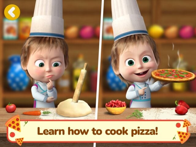 ماشا و الدب: طبخ بيتزا و مطبخ لنظام iOS