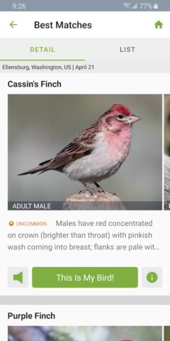 Merlin Bird ID par Cornell Lab pour Android