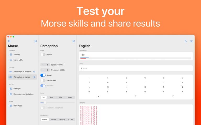 Morse:Code training to CW guru per iOS