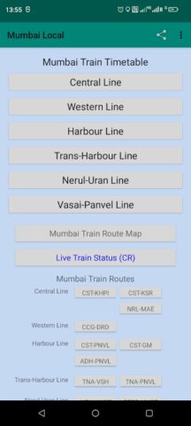 Mumbai Local Train Timetable cho Android