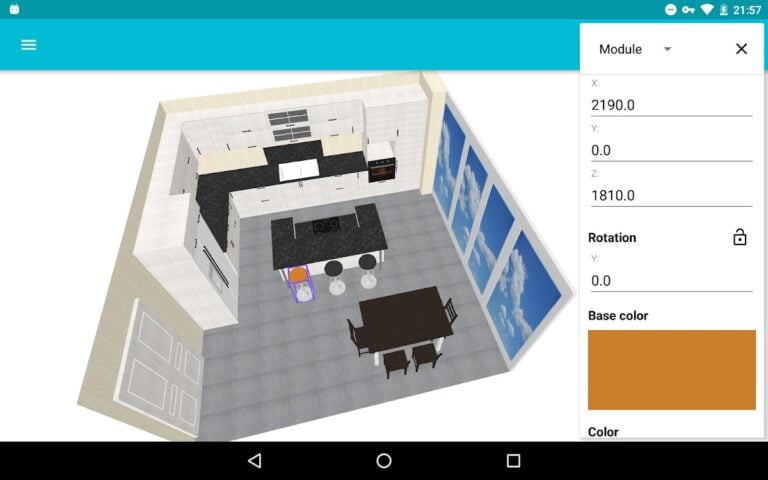 مطبخي: مخطط ثلاثي الأبعاد لنظام Android
