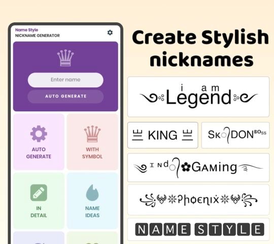 Name style: Nickname Generator for Android