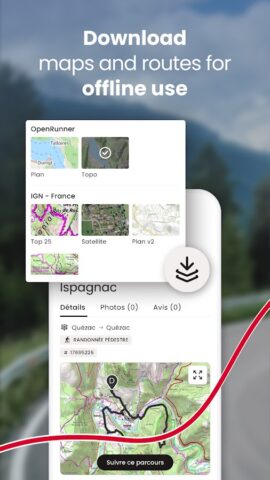 Android 版 OpenRunner : cartes vélo rando