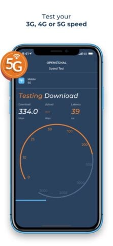 Test de vitesse Opensignal pour iOS