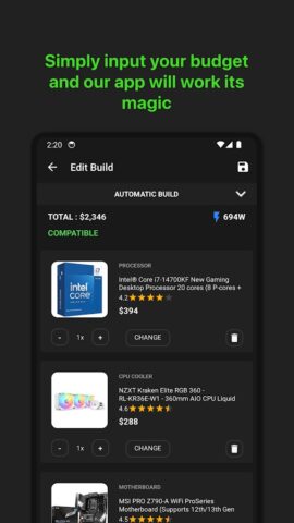 Android 用 PC Builder: Part Picker
