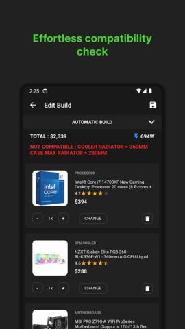 Android 用 PC Builder: Part Picker