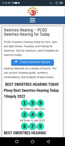 PCSO Swertres Hearing Today para Android