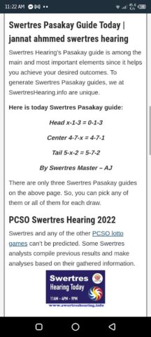 PCSO Swertres Hearing Today para Android