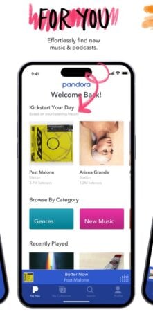 Pandora: Music & Podcasts สำหรับ iOS