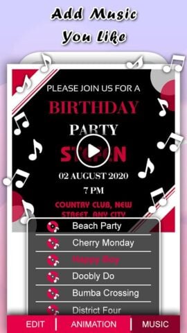 Invitation vidéo PartyZa pour Android