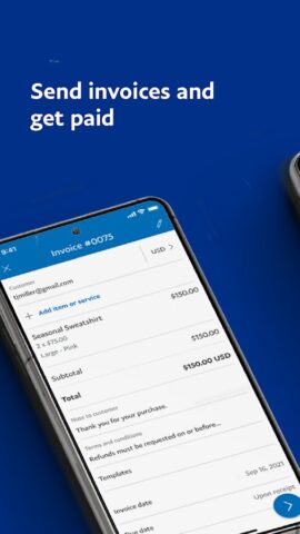 PayPal Business:إرسال الفواتير لنظام Android