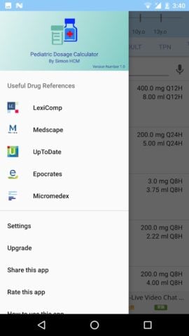 Pediatric dosage calculator for Android