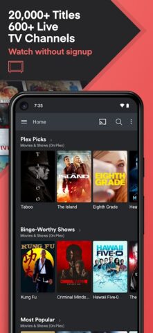 Plex: TV en vivo, pelis y más para Android