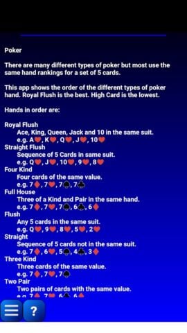 Mains de Poker pour Android