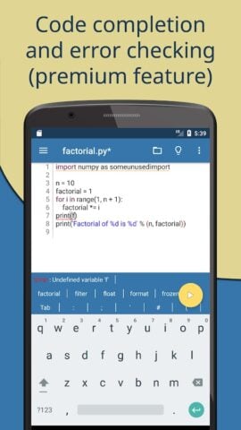 Pydroid 3 – IDE for Python 3 สำหรับ Android
