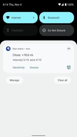 Regen-Alarm (Rain Alarm) für Android