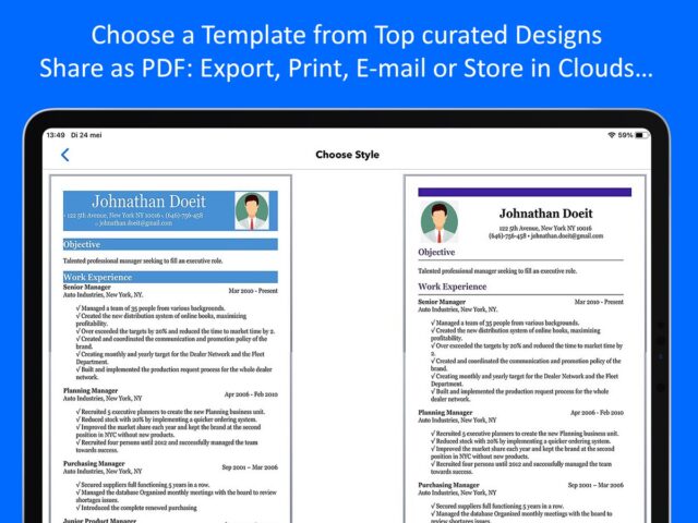 Currículum Vitae: Formatos PDF para iOS