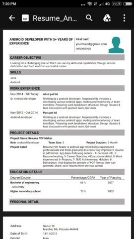 Resume PDF Maker / CV Builder لنظام Android