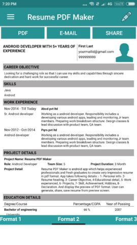 Resume PDF Maker / CV Builder for Android