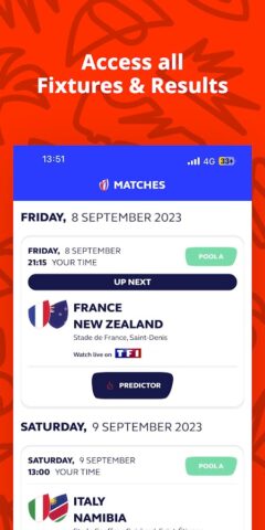 Android 版 Rugby World Cup 2023
