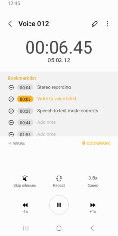 L’enregistreur vocal Samsung pour Android