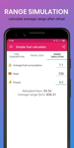 Простой калькулятор топлива для Android