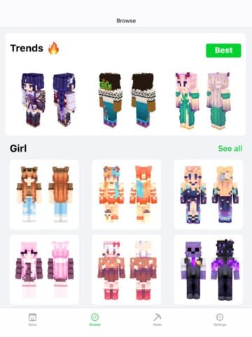 Skins criador de Minecraft PE para iOS