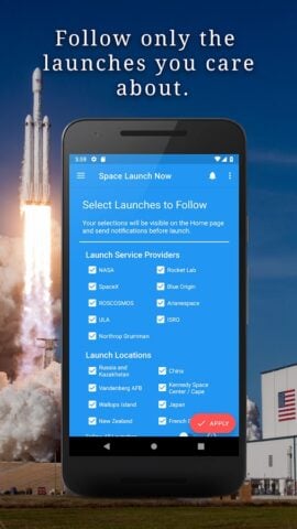 Space Launch Now für Android