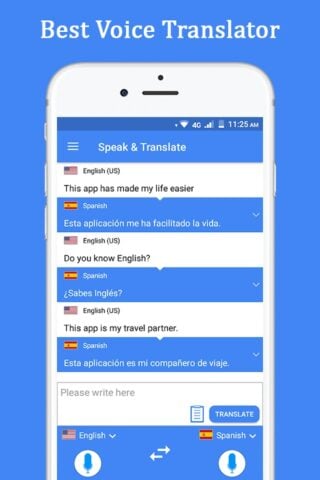 Android 用 音声翻訳者および通訳者を話し、翻訳する