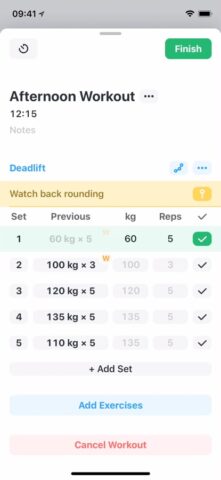 Strong Workout Tracker Gym Log cho iOS
