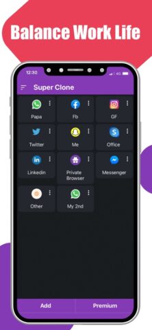 Super clone: Multiple Accounts для iOS — скриншот 2