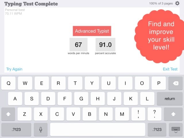 TapTyping – typing trainer pour iOS