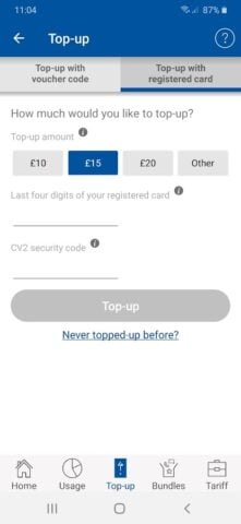 Android 版 Tesco Mobile Pay As You Go
