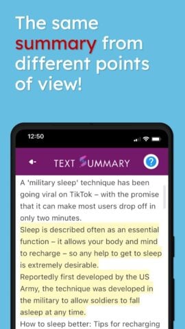 Text Summary – Zusammenfassung für Android