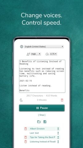 Textleser – Text und Stimme für Android